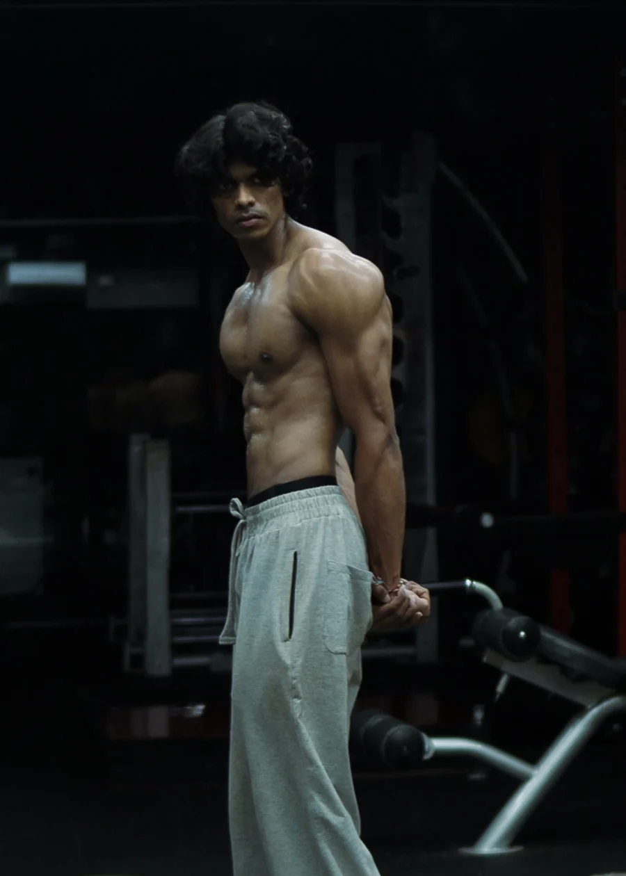 Shreyash during a gym training session